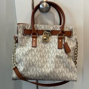 Michael Kors MK Hamilton Large North/South Tote-Vanilla - Monogram